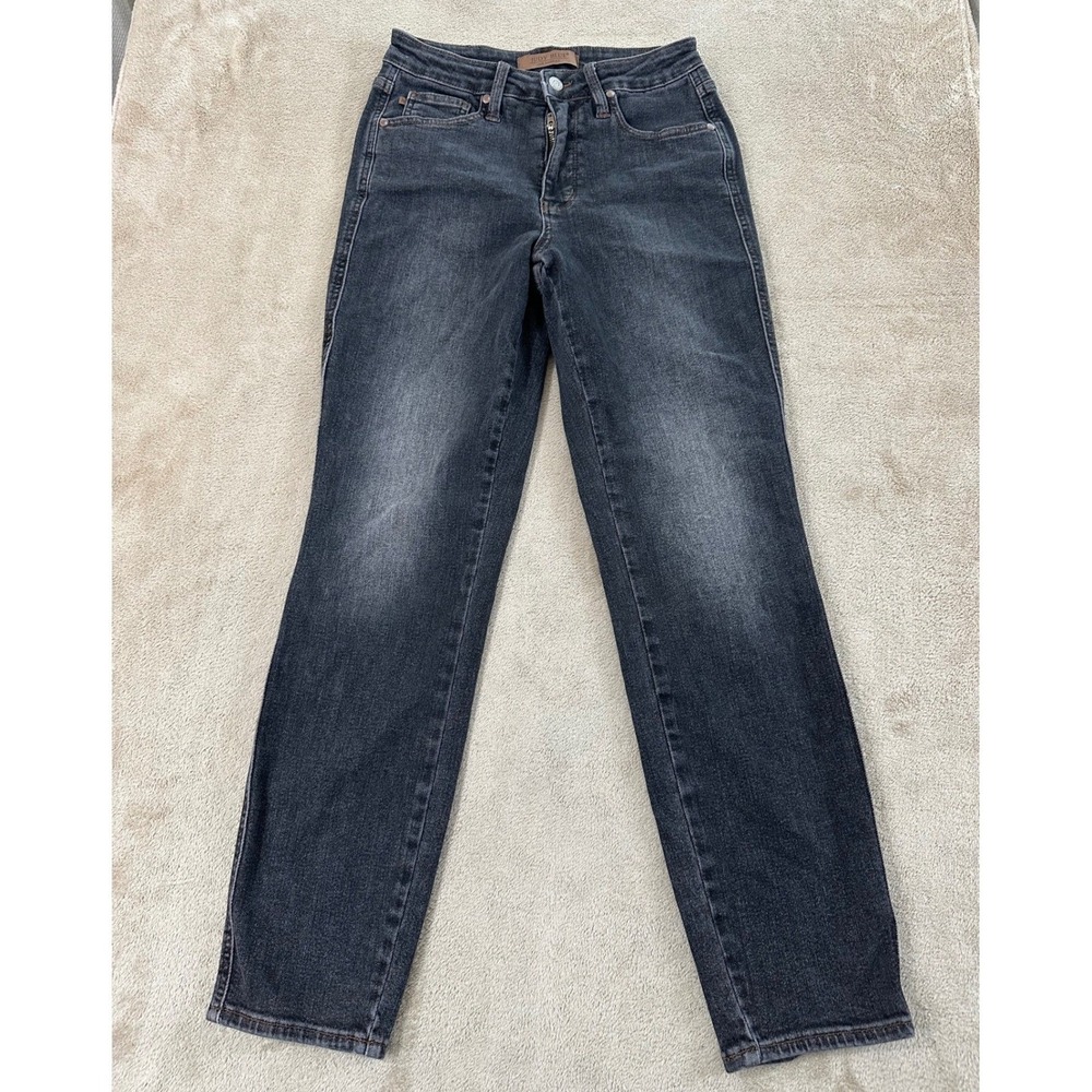 Judy Blue Slim Fit Jeans Womens Size 5/27 Black Dark Wash Denim Stretch Pant EUC